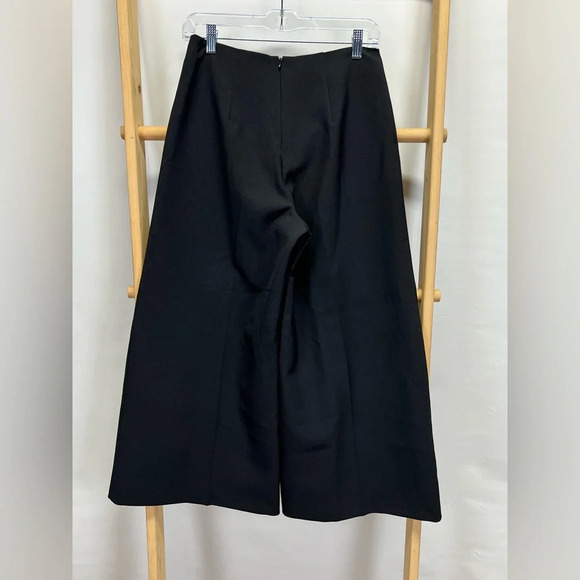 TOPSHOP Black lace front wide leg crop pants size 6 - Picture 7 of 13